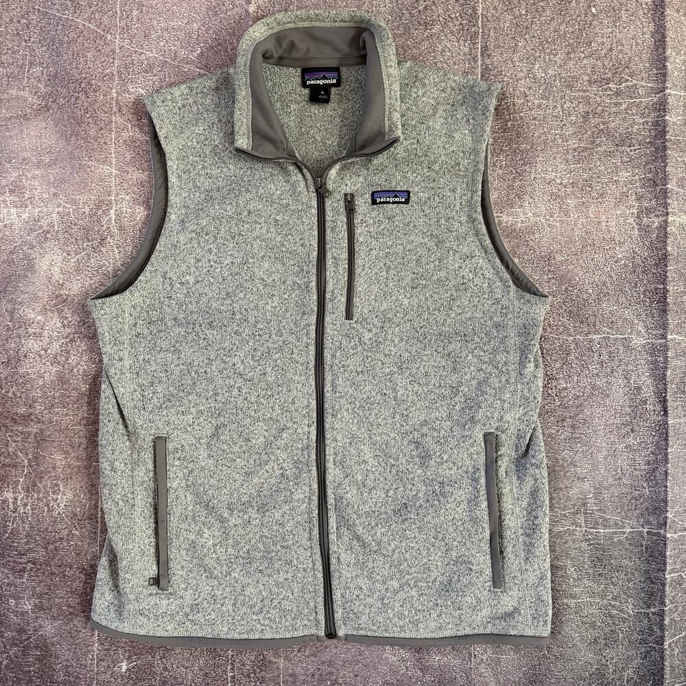 Men's Patagonia Heather Gray Stonewash Better Sweater Fleece Full Zip Vest Sz XL